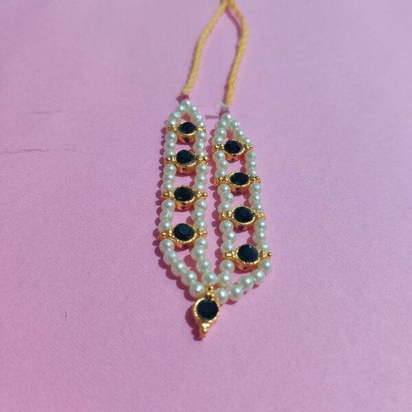 Thakorji Gadi Mala GREEN & WHITE Colours Diamonds 2 Line Moti Mala (Set of 2) - Image 5