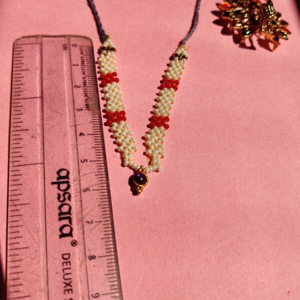 Handmade White & Red Kanth Mala for Laddu Gopal - Image 2
