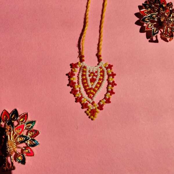 Handmade Red, Yellow & White Kanth Mala for Laddu Gopal - Image 5