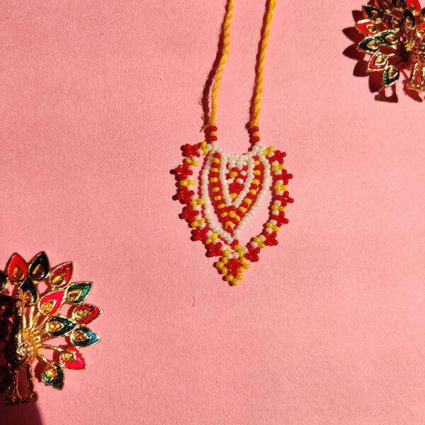 Handmade Red, Yellow & White Kanth Mala for Laddu Gopal - Image 3