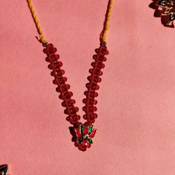 Handmade Pink Crystal Mala for Laddu Gopal | Lotus Mala - Image 2