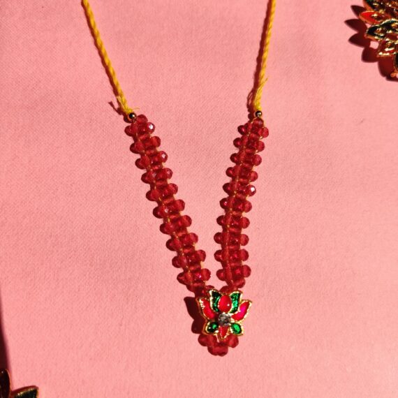 Handmade Pink Crystal Mala for Laddu Gopal | Lotus Mala