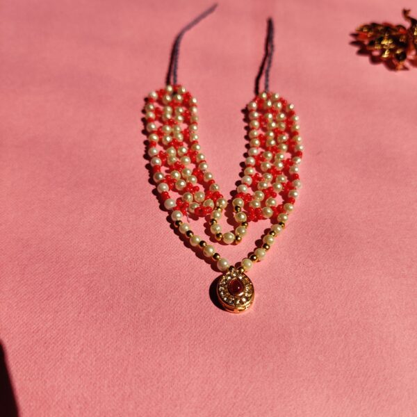 Handmade Orange & White Moti Mala for Laddu Gopal - Image 7