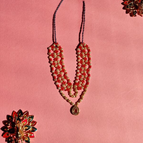 Handmade Orange & White Moti Mala for Laddu Gopal - Image 6