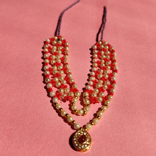 Handmade Orange & White Moti Mala for Laddu Gopal - Image 5
