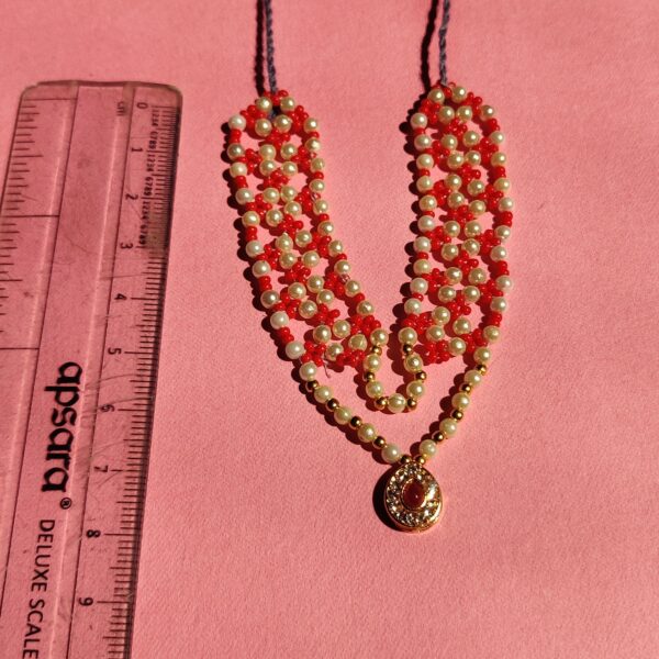 Handmade Orange & White Moti Mala for Laddu Gopal - Image 3
