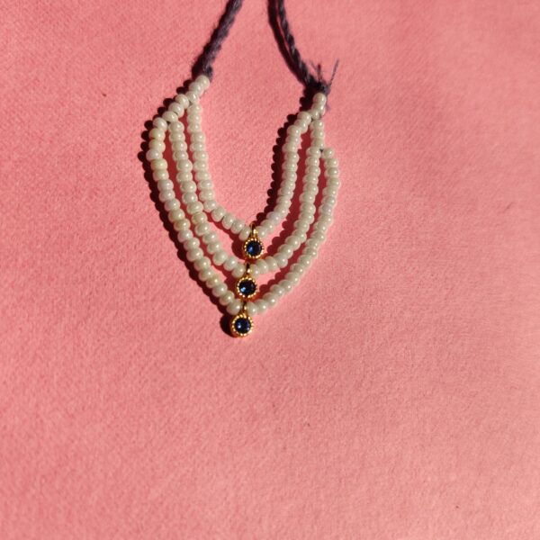 Handmade White Moti & Green Stone Mala for Laddu Gopal - Image 3