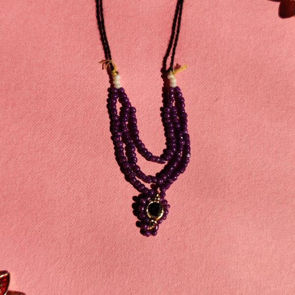 Handmade Light Dark Purple & Green Stone Mala for Laddu Gopal - Image 3