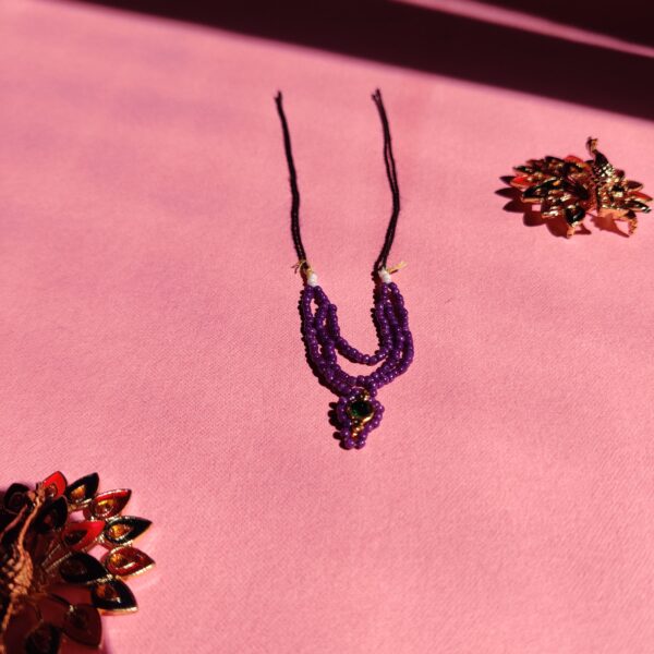 Handmade Light Dark Purple & Green Stone Mala for Laddu Gopal - Image 2