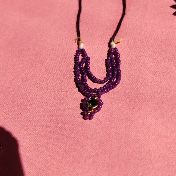 Handmade Light Dark Purple & Green Stone Mala for Laddu Gopal