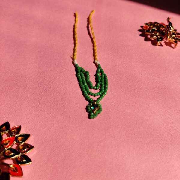Handmade Green Moti & Green Stone Mala for Laddu Gopal - Image 3