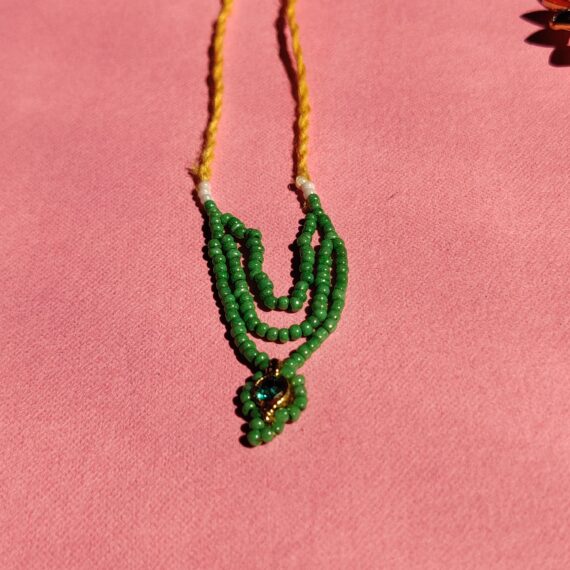 Handmade Green Moti & Green Stone Mala for Laddu Gopal