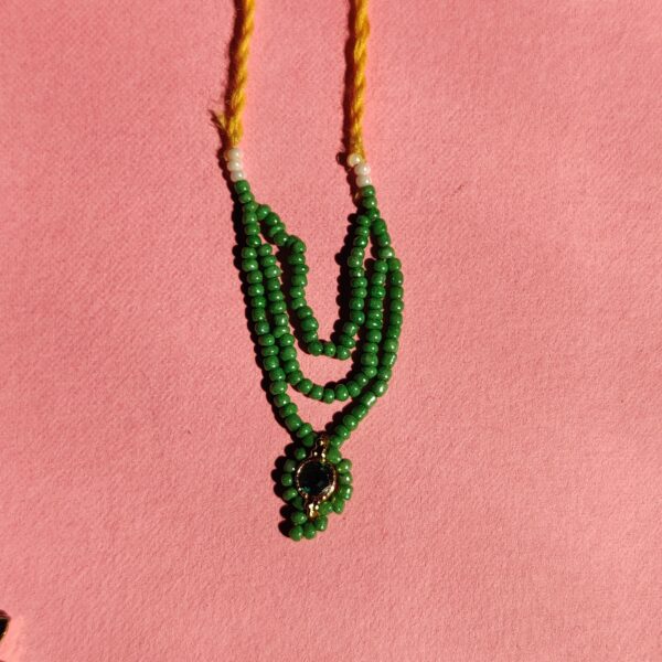 Handmade Green Moti & Green Stone Mala for Laddu Gopal - Image 2