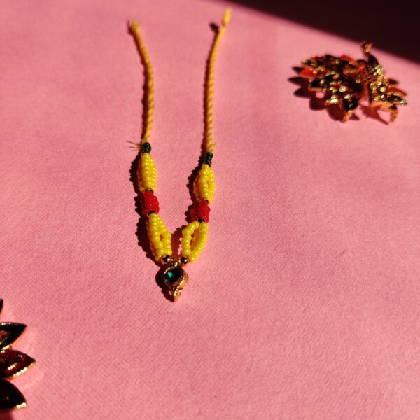 Handmade Yellow & Red Moti Mala for Laddu Gopal - Image 5