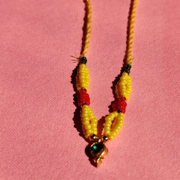Handmade Yellow & Red Moti Mala for Laddu Gopal - Image 4