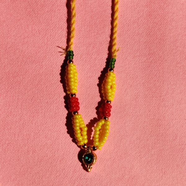 Handmade Yellow & Red Moti Mala for Laddu Gopal - Image 3