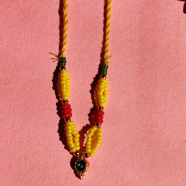 Handmade Yellow & Red Moti Mala for Laddu Gopal - Image 2