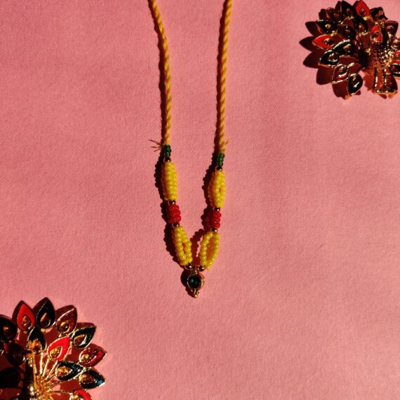 Handmade Yellow & Red Moti Mala for Laddu Gopal