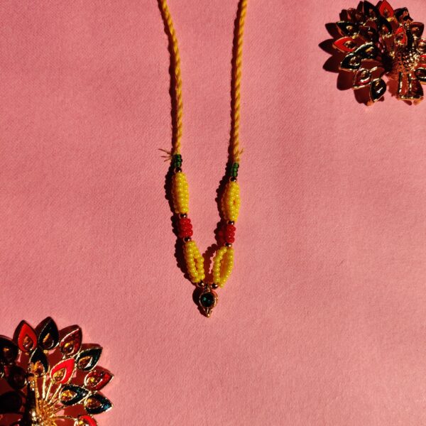 Handmade Yellow & Red Moti Mala for Laddu Gopal