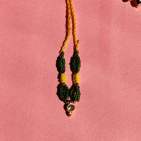 Handmade Green & Yellow Moti Mala for Laddu Gopal - Image 2
