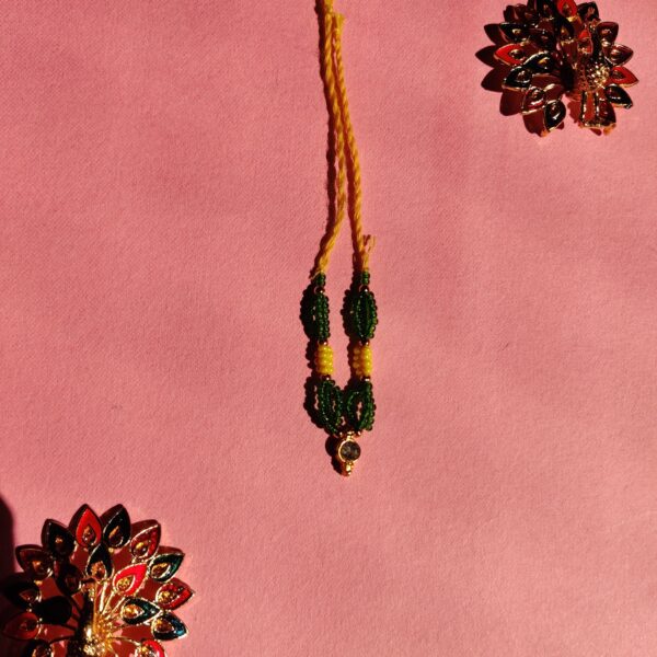 Handmade Green & Yellow Moti Mala for Laddu Gopal